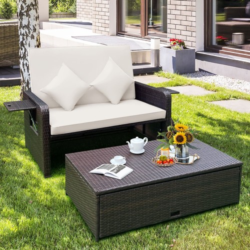 Wicker loveseat sofa - sofa, w/