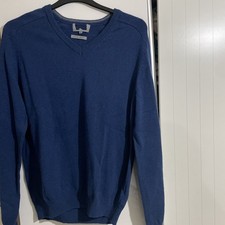 M&S  Extrafine Pure Lambswool Dark Blue Men’s Jumper L V-Neck.NWOT