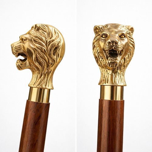 Handmade golden lion - golden, head