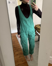 Free People High Roller Jumpsuit Cord Corduroy Slouchy Dungarees XS Harem Green