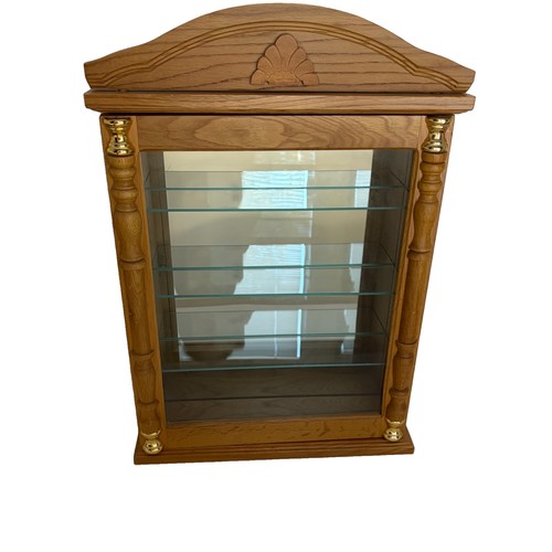 Vtg honey oak wood curio - vtg,