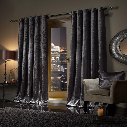 Crushed velvet curtains pair - crushed,