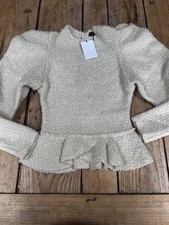 NEW! Stunning ISABEL MARANT "Giamili" Ecru Boucle Puff Sleeve Knit Jumper TOP XS