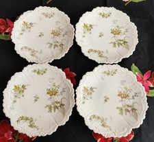 Vtg Set 4 Limoges France 8.25" Floral Dessert Plates 