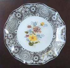 Vintage Chance Glass Plate Floral Flower Lace Wavy Edge Diameter 212 mm (8.5")