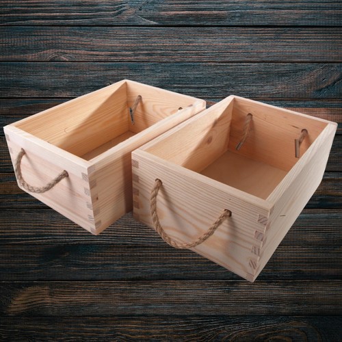 Pack wooden storage boxes - of,