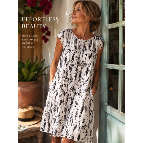 Linen italian dress cream - italian,