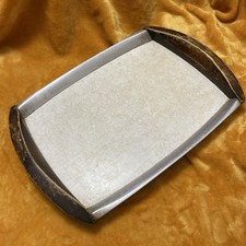 FABULOUS RETRO MID CENTURY PICQUOT WARE MAGNAILIUM AND BEECH WOOD SERVING TRAY