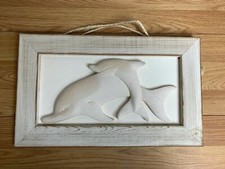 3D Dolphin Wall Art Framed Shadow Box Nautical Beach Coastal Decor 16x9