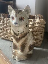 Vintage Large Ceramic Main Coone Forest Cat ornament Plastic Eyes kitsch Decor