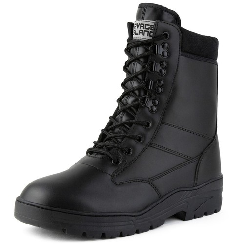 Black all leather army combat - all,