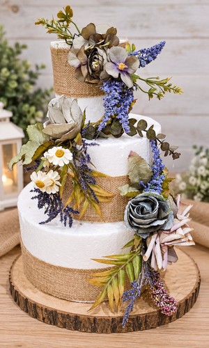 Rustic artificial flower cake - rustic,