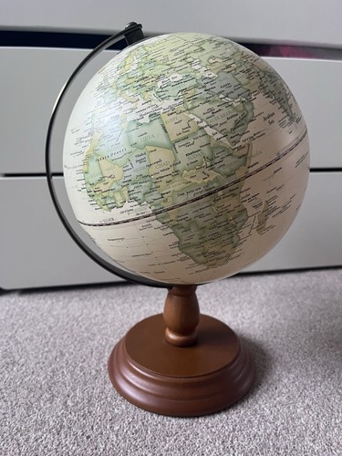 World globe stand wooden base - world,