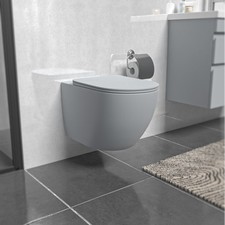 Nes Home Tornado Flush Matte Grey Wall Hung Rimless Toilet With Soft Close Seat