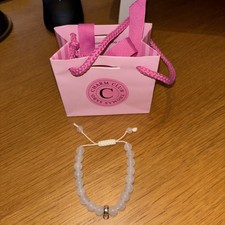 Thomas Sabo: white quartz bead charm bracelet, adjustable size, hallmarked