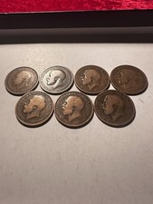 7x BRONZE HALFPENNY COINS George V  1911 - 1925