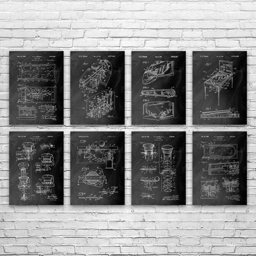 Pinball patent wall art - patent, set
