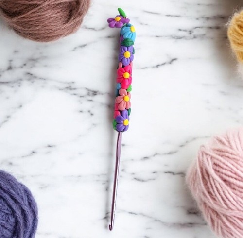 Floral crochet hook handmade - floral,
