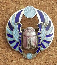 SCARAB BEETLE BROOCH Silver and Enamel EGYPTIAN REVIVAL 1920s ART DECO PERIOD