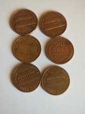 6 Vintage US Lincoln Copper Pennies – 1942–1980 – Wheat & Memorial Cents #46