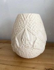 BNIB NEXT NATURAL WOVEN LOOK REACTIVE GLAZE CERAMIC VASE 