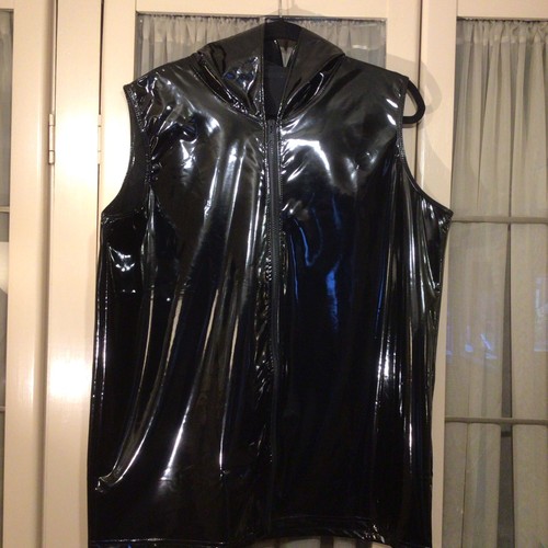Mens shiny black - black, hooded