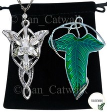 ELVEN LEAF Brooch + Arwen EVENSTAR Necklace SET Hobbit LOTR Lord of The Rings