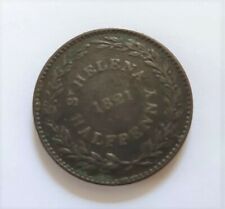 RARE St Helena halfpenny 1821 - the year Napoleon died on the island