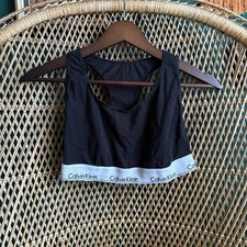 Calvin Klein Basics Black Modern Cotton Racer Back Bra Bralette Sports Top