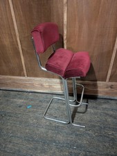 1970s Red Velvet Stools, Bar