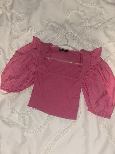 Zara pink ribbed - ribbed, neck