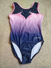 Quatro Women's Gymnastics Leotard. Size AXS. Pink Purple with gems.
