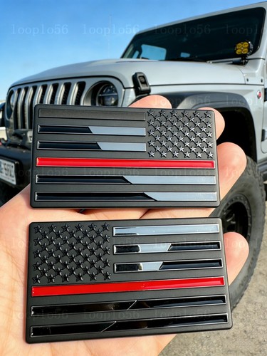 2pcs black metal usa flag - black,