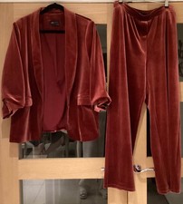 M&S red velvet trousers suit