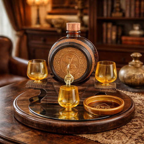 Vintage amber glass barrel - amber,