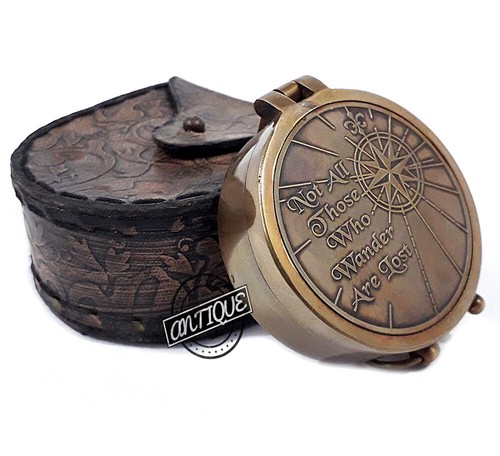 Vintage brass engraved compass - engraved,