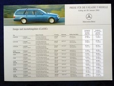 Mercedes E-Class W 210, Estate price list 1.2002 Classic Elegance Avantgarde