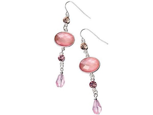 Ladies pink crystal dangle - crystal,