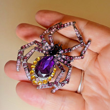 Spider Brooch Rhinestone Goth