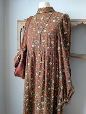 Vintage 60s 70s floral 1970s autumnal maxi dress UK  8 10 6 XS/S boho hippie