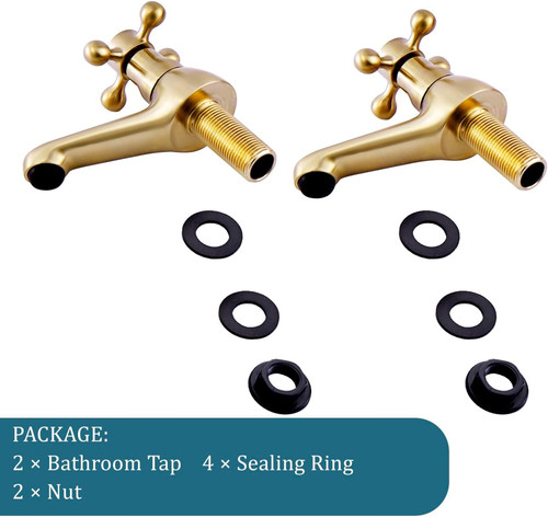 Victorian gold basin taps - gold,