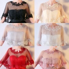 6COLOR Women Wedding Bridal Lace Shawl Cape Bolero Jacket Tulle Cloak Wrap Shrug