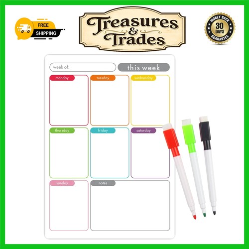 Magnetic weekly planner fridge - magnetic,