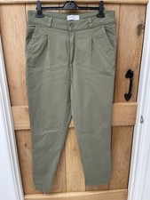 Ladies Khaki Green Cargo Trousers Cotton UK Size 14 Primark