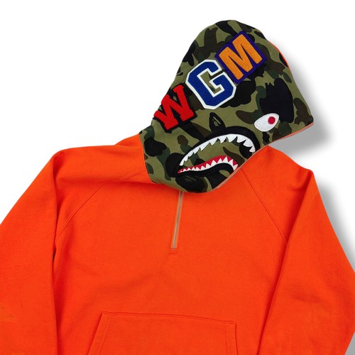 Bape orange shark hoodie - bape,