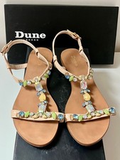 Dune London Ladies Nude Flat Jewelled Sandals Size 4 EU 37 Good Condition