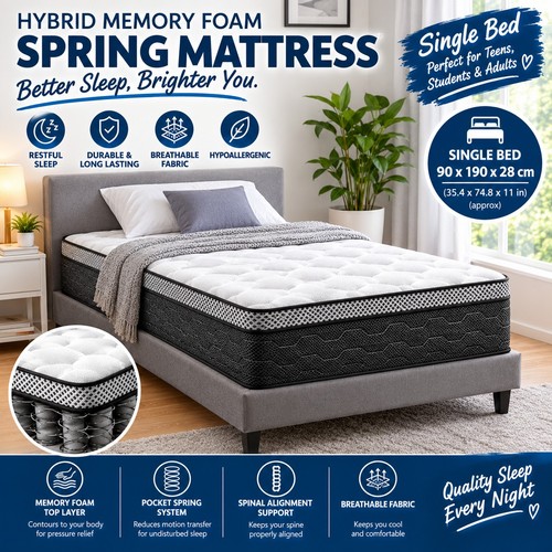 Mattress single 25cm - 25cm, hybrid