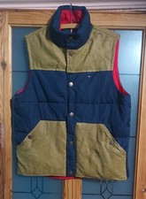 Tommy Hillfiger Gilet Blue with brown accents Mens Medium Primaloft Insulated 