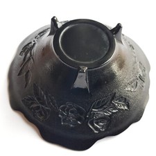 Antique Victorian black pressed glass rose bowl dish 21cm England 19th Century