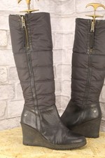 BLACK LEATHER QUILTED WEDGE